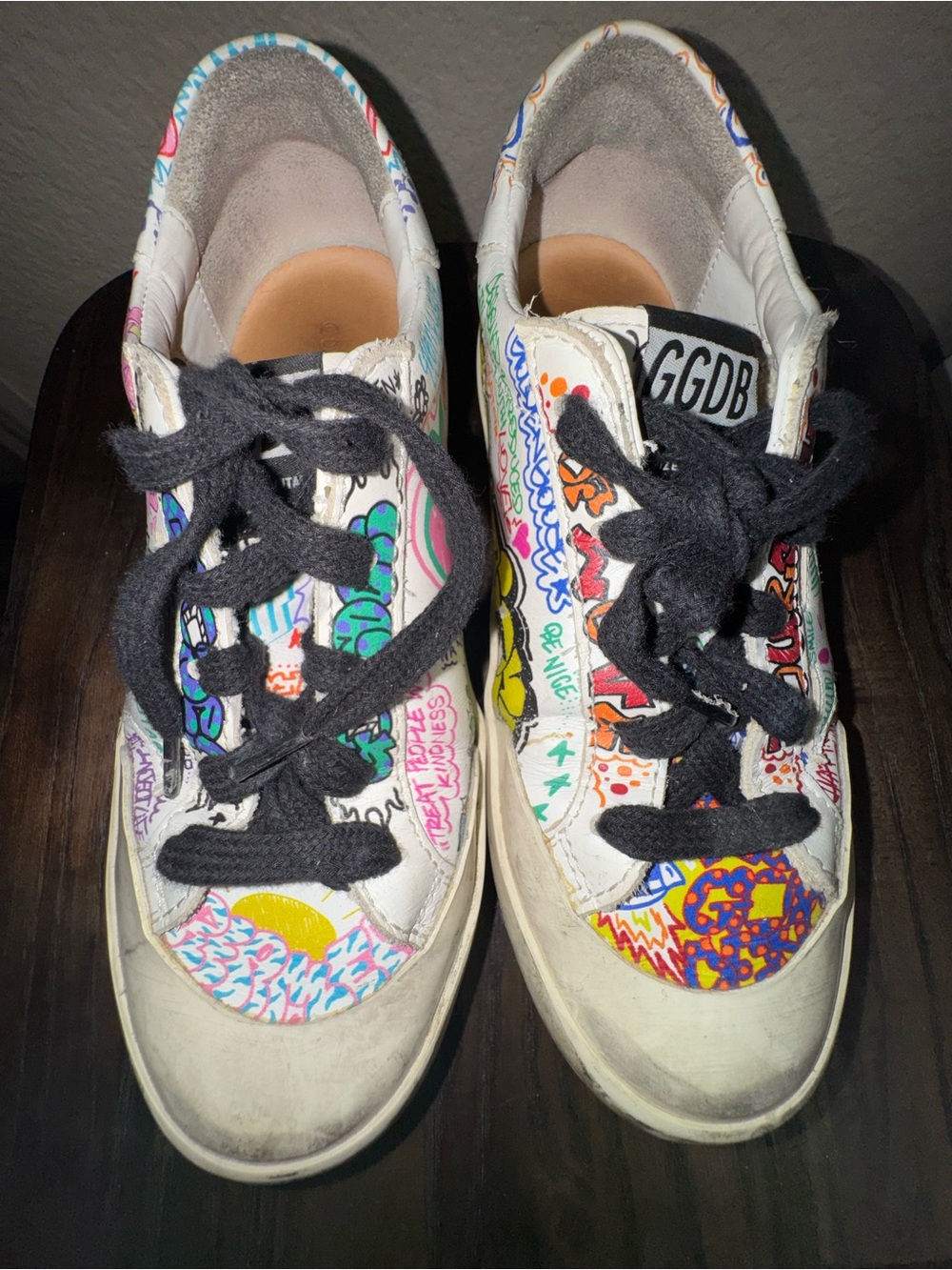 Kids Golden Goose White Multi-Color Graffiti Sneakers Size 33 (US 1.5)